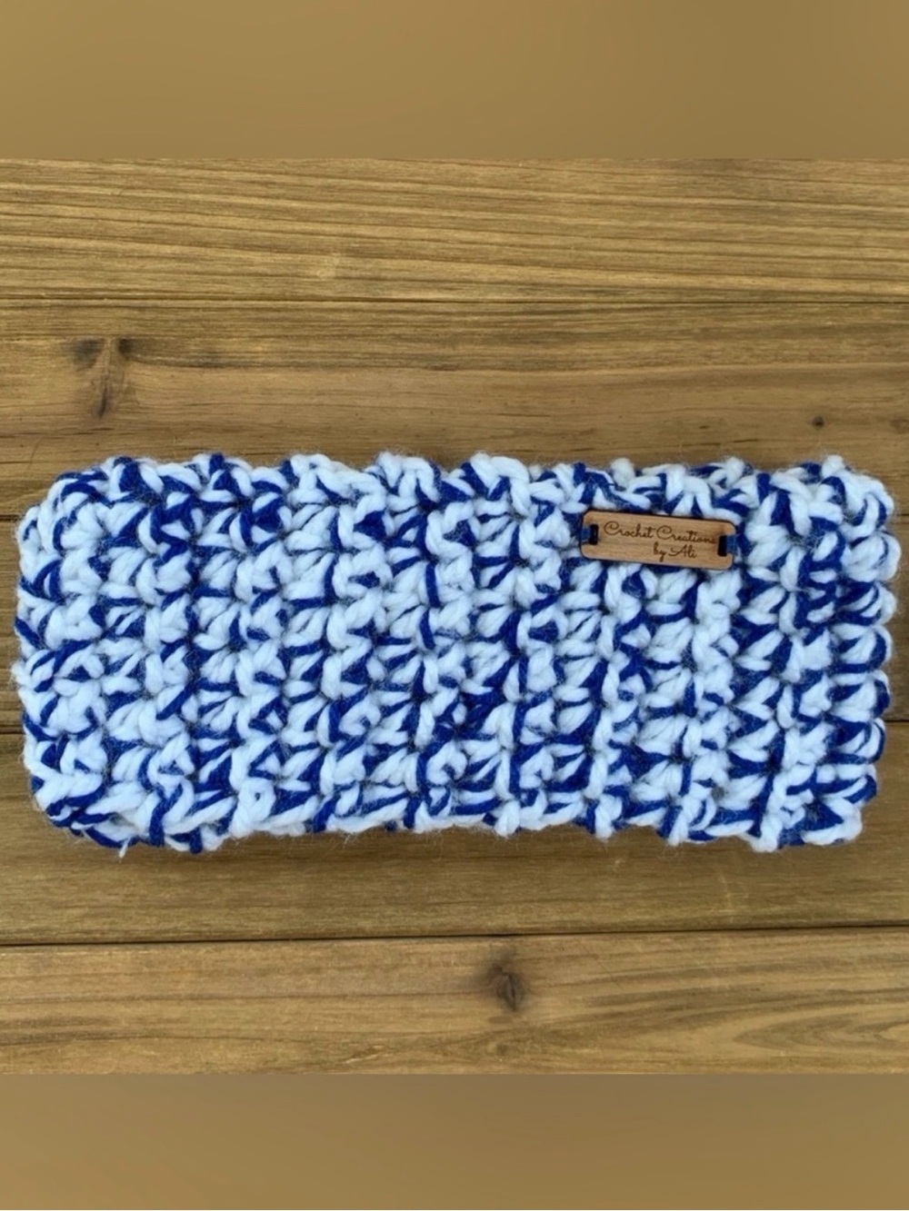 Handmade Blue & White Crochet Headband - Cozy Ear Warmer